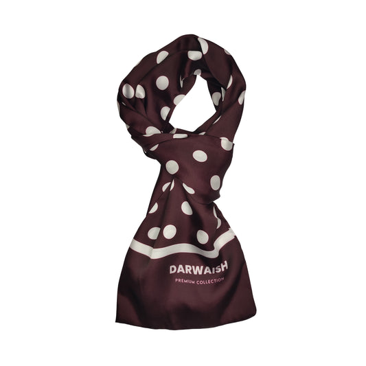 Chocolate Brown Polka Drops Silk Scarve
