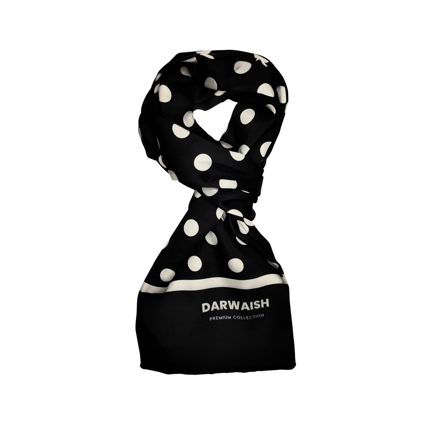 Black Polka Drops Silk Scarve