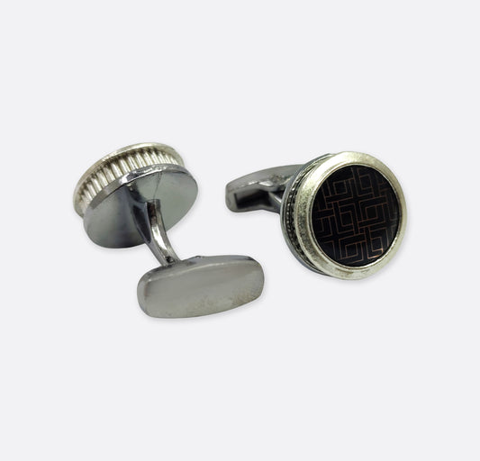 Brown Patterned Crystal Cufflinks