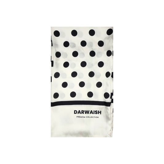 White Polka Drops Silk Scarve