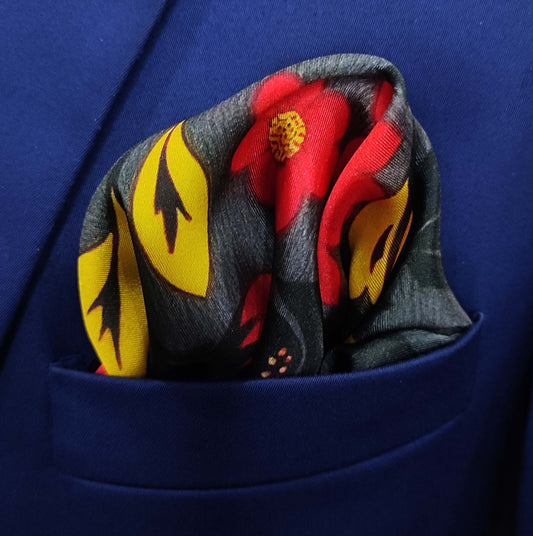 Yellow Floral Silk Pocket Square