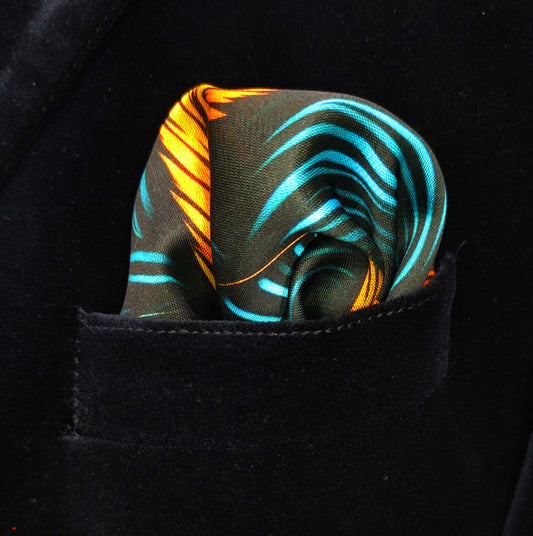 Aqua Ember- Silk Pocket Square for Men