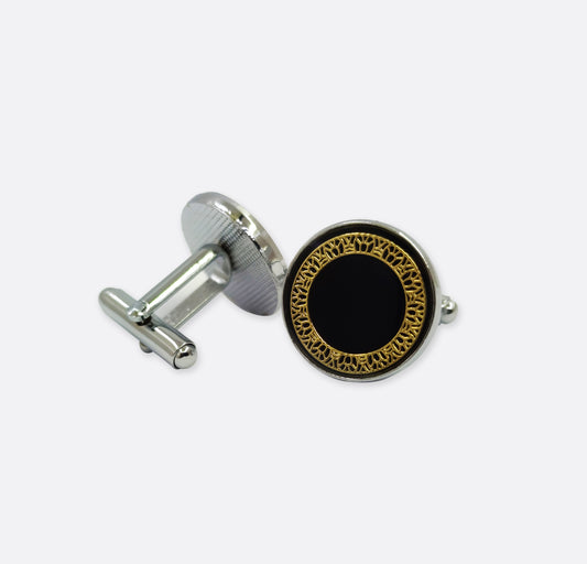 Black Stone with Golden Border Cufflinks