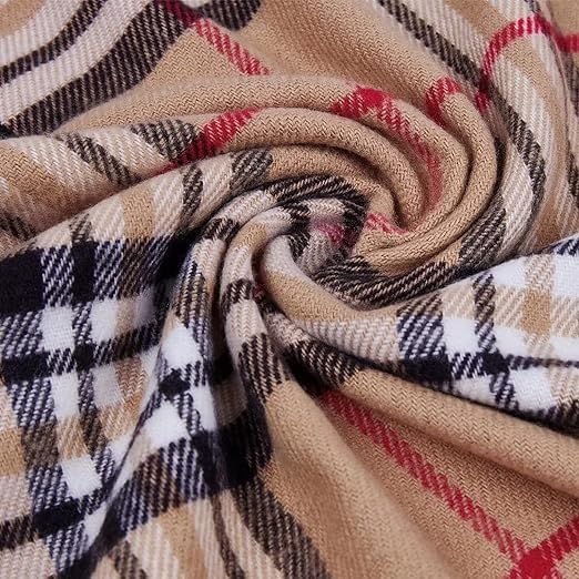 Brown check Wool Blended Muffler