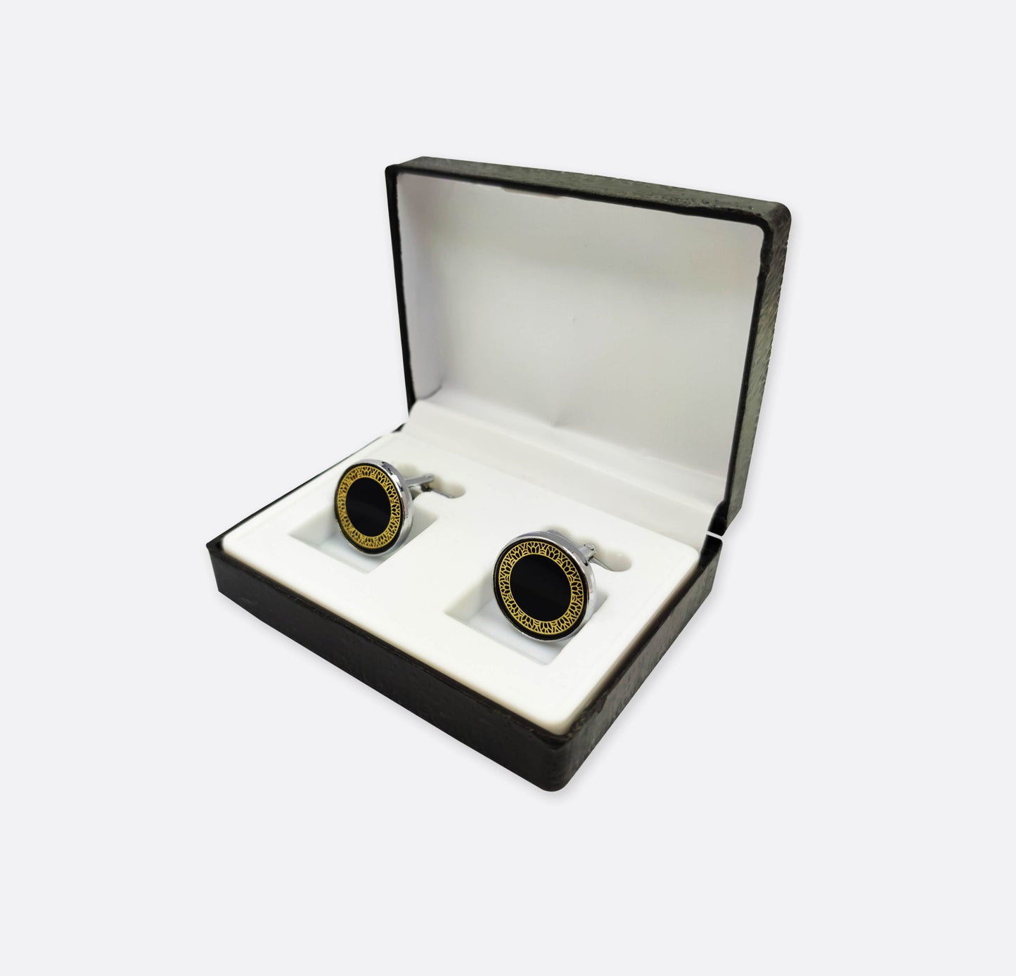 Black Stone with Golden Border Cufflinks