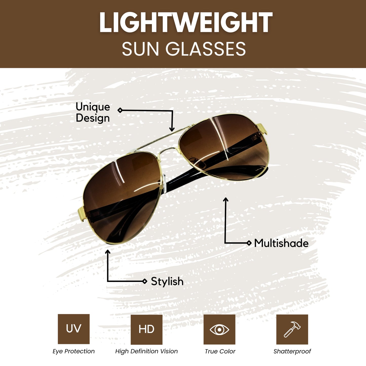 Durable Metal Frame Glasses - Brown