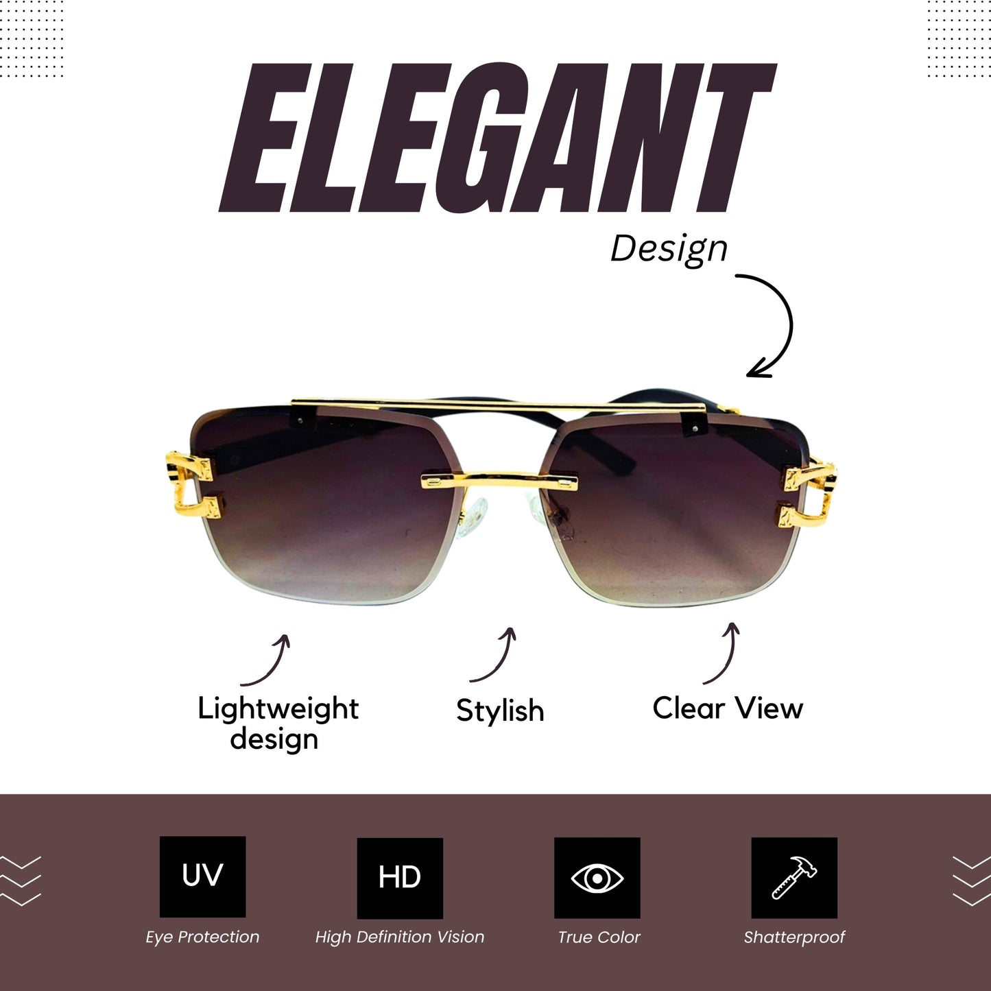 Durable Metal Frame Glasses - Elegant Black