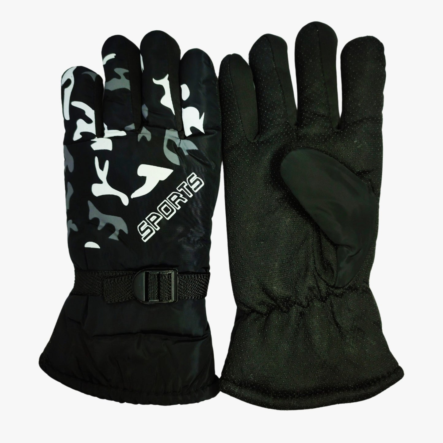 Sports Winter Gloves Synthetic Material - Black Army Style
