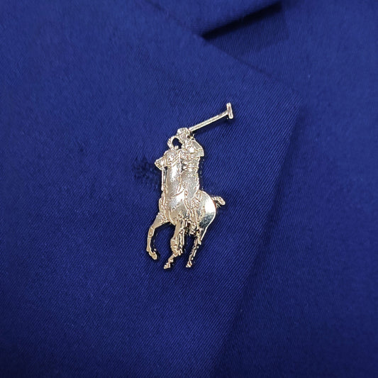 Silver Polo Horse Lapel Pin