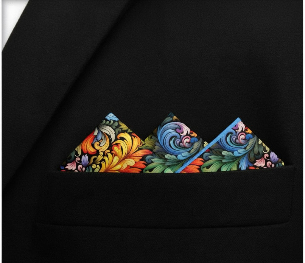 Aurora Flourish-Silk Pocket Square for Men