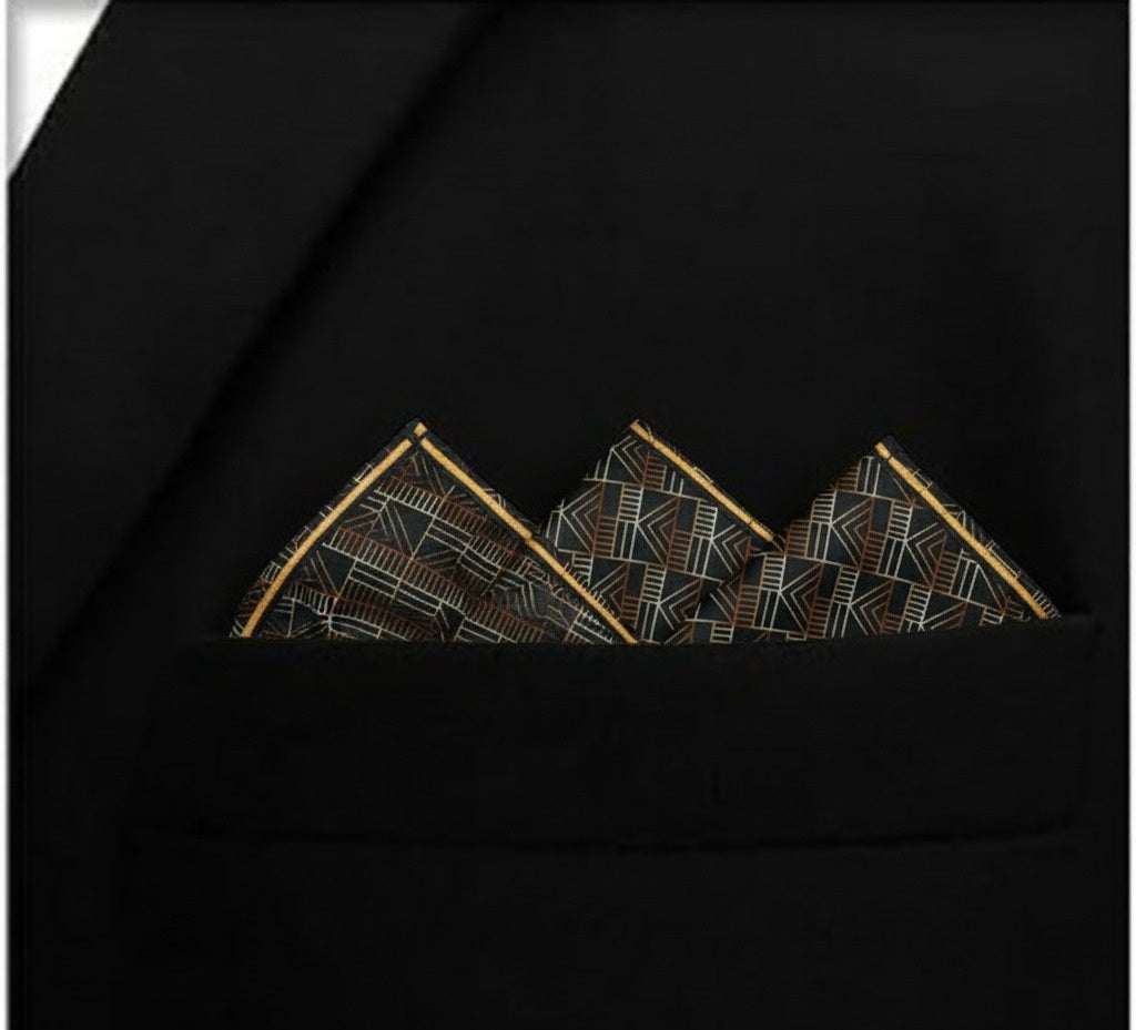 Noir Deco- Silk Pocket Square for Men