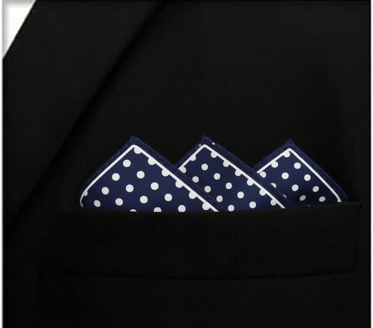 Blue Polka Doted Silk Pocket Square