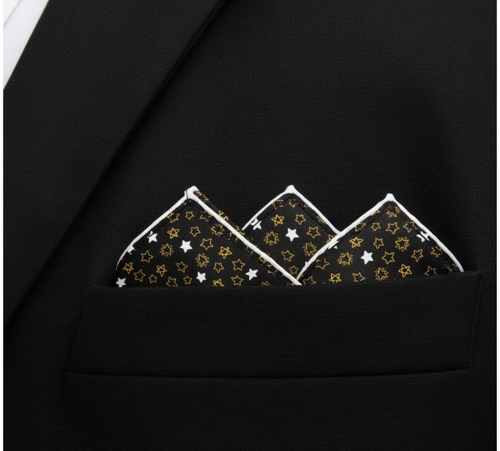 Golden Stars Silk Pocket Square