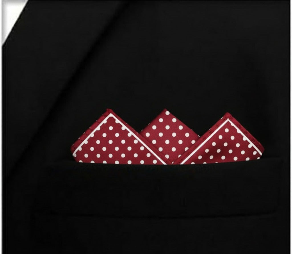 Red Polka Doted Silk Pocket Square