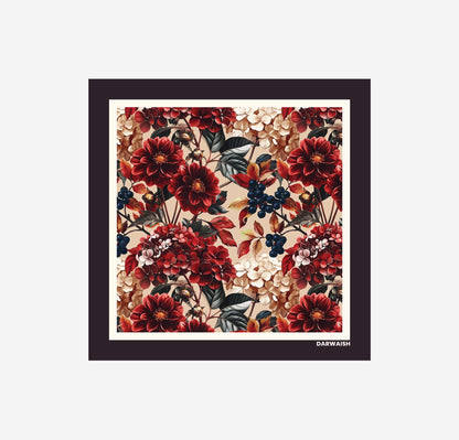 Red Floral Silk Pocket Square