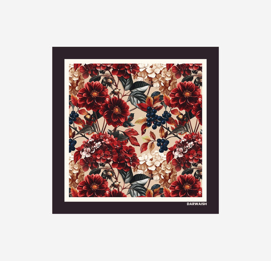 Red Floral Silk Pocket Square