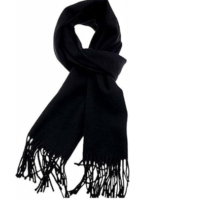 Plain Black Wool Blended Muffler