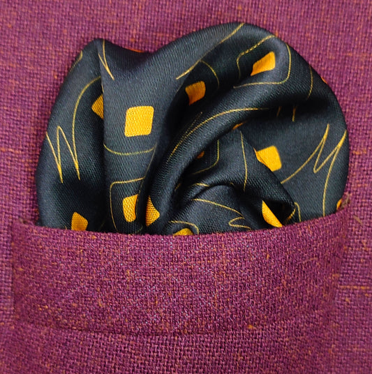 Obsidian Gold Silk Pocket Square for Men