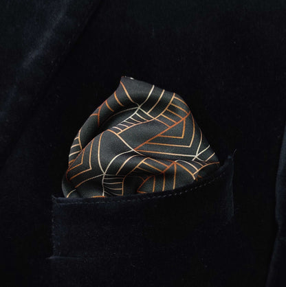 Noir Deco- Silk Pocket Square for Men