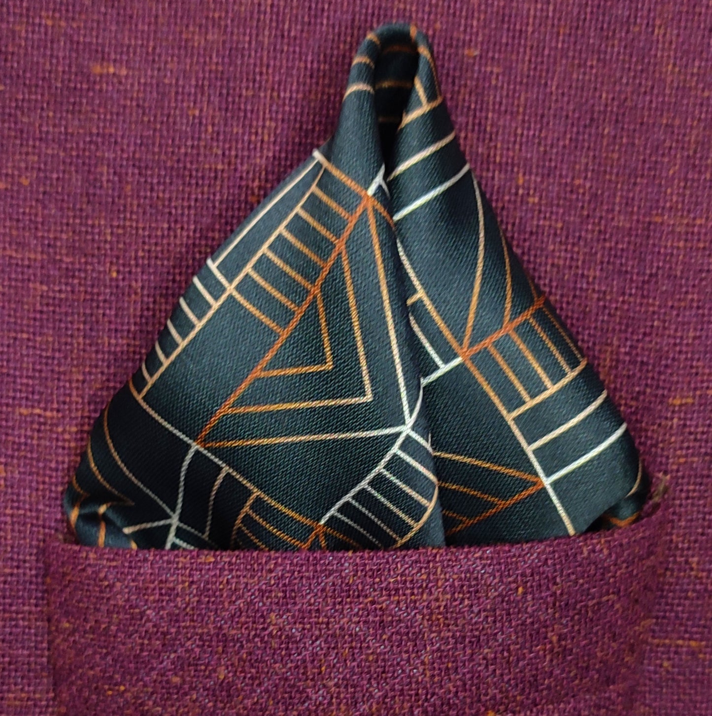 Noir Deco- Silk Pocket Square for Men