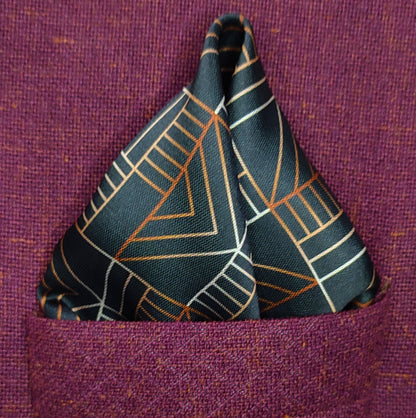 Noir Deco- Silk Pocket Square for Men