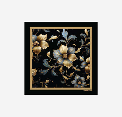 Black Floral Silk Pocket Square