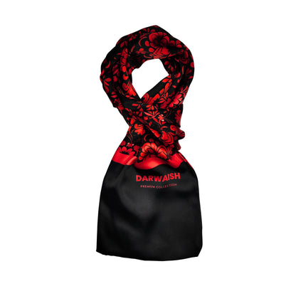 Red Floral Silk Scarve