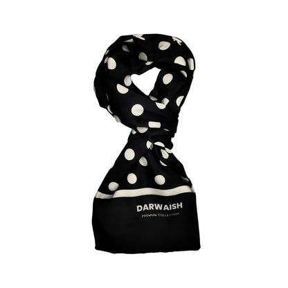 Black Polka Drops Silk Scarve