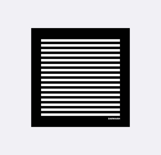 Black and White Lined Silk Pocket Square