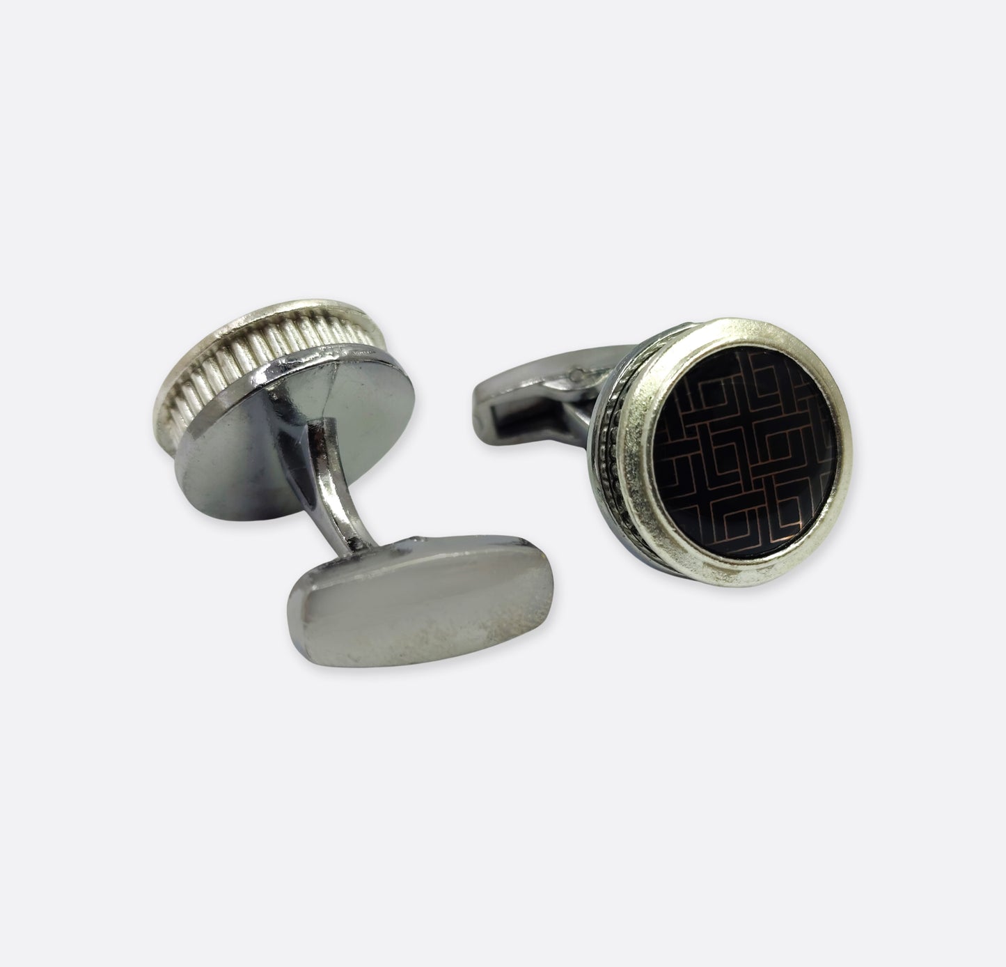 Brown Patterned Crystal Cufflinks