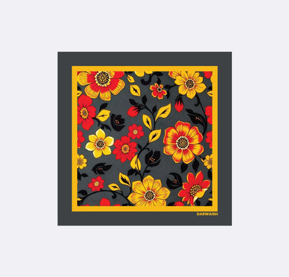 Yellow Floral Silk Pocket Square
