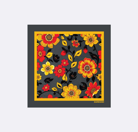 Yellow Floral Silk Pocket Square