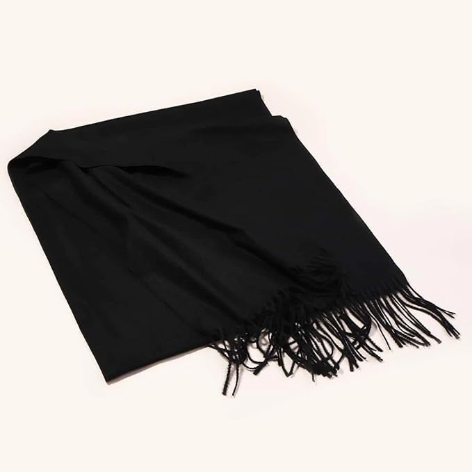 Plain Black Wool Blended Muffler