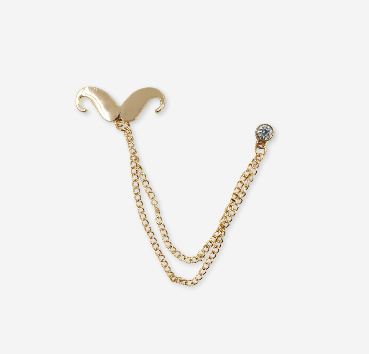 Golden Mustache Chain Lapel Pin