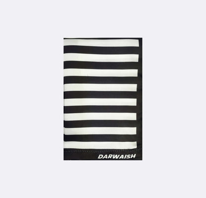 Black and White Lined Silk Pocket Square