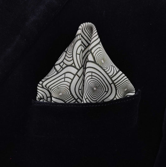 Silver Mirage- Silk Pocket Square for Men