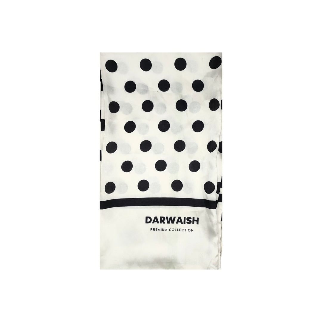 White Polka Drops Silk Scarve