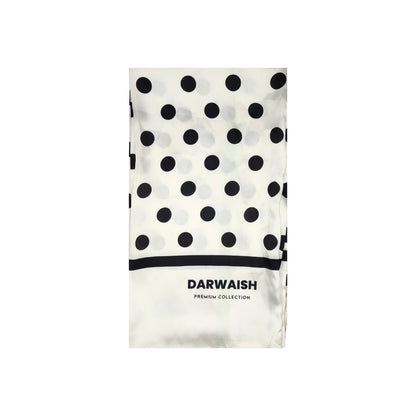 White Polka Drops Silk Scarve