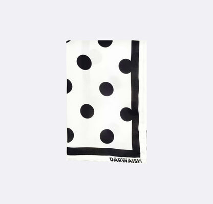 Polka Doted White Silk Pocket Square