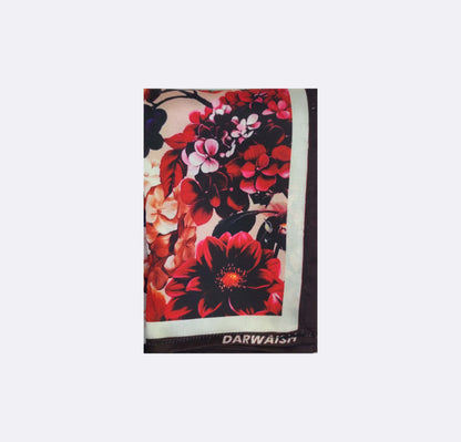 Red Floral Silk Pocket Square