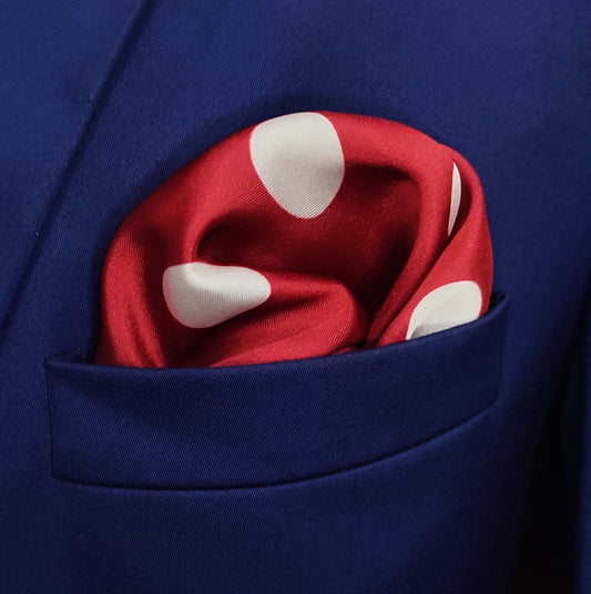 Red Polka Doted Silk Pocket Square