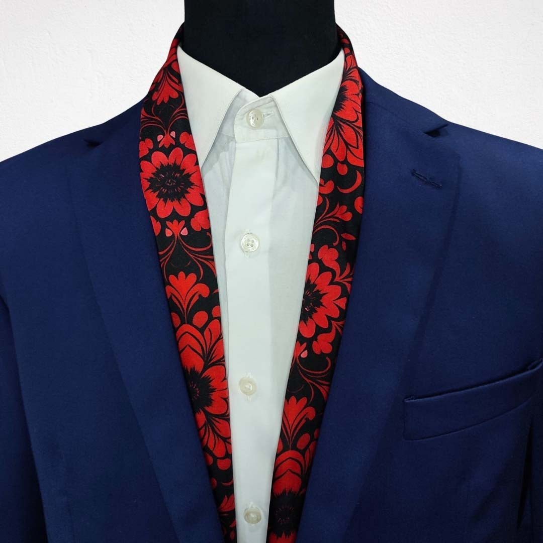 Red Floral Silk Scarve
