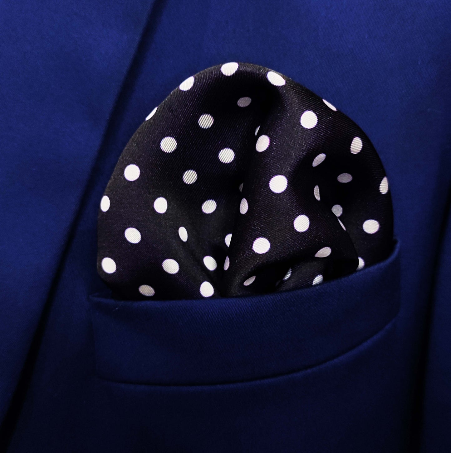 Black Polka Doted Silk Pocket Square