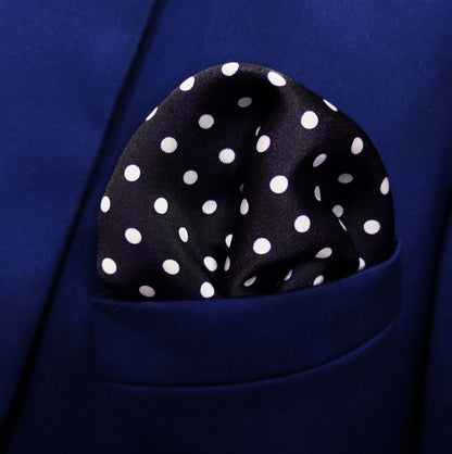 Black Polka Doted Silk Pocket Square