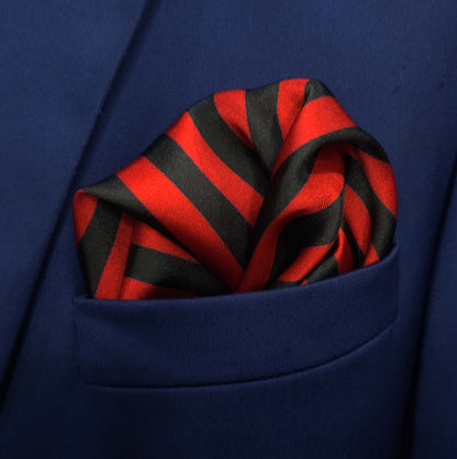 Black and Red Lining Silk Pocket Square