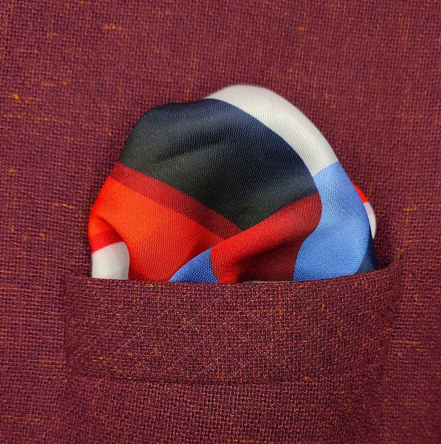 Crimson Weave- Silk Pocket Square for Men