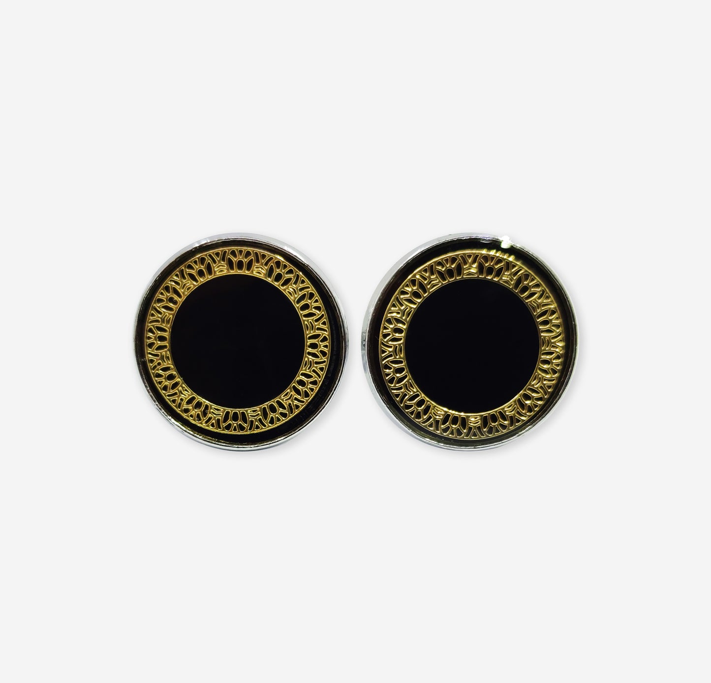 Black Stone with Golden Border Cufflinks