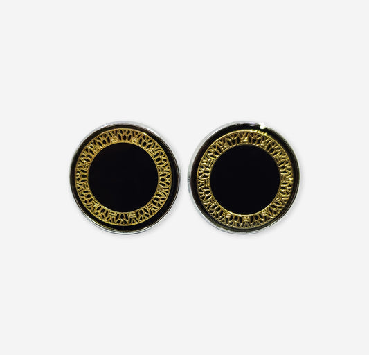 Black Stone with Golden Border Cufflinks