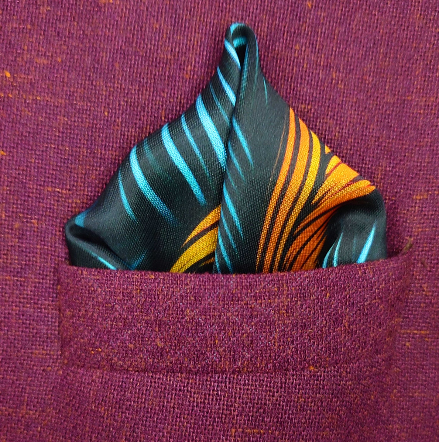 Aqua Ember- Silk Pocket Square for Men