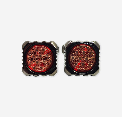 Red Crystal & Golden Pattern Cufflinks